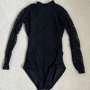 High neck long sleeve leotard